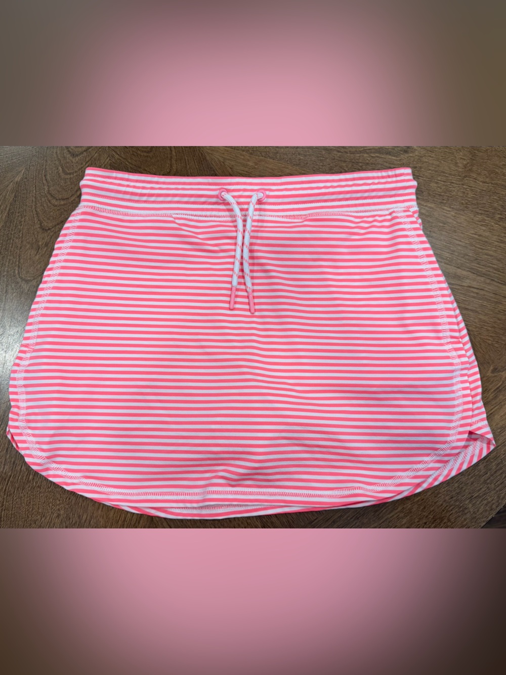 Vineyard Vines Girls Coral and White Striped Skirt - Size Large